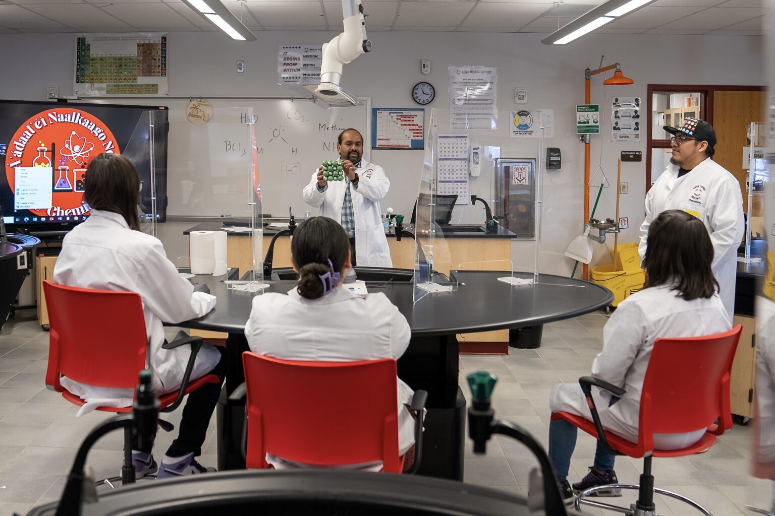 Dr. Thiagarajan Soundappan leads a class at Navajo Technical University. The university’s collaboration with Harvard is creating new research opportunities for students and offering paths to graduate study. Photo: Wade Shannah, Navajo Technical University